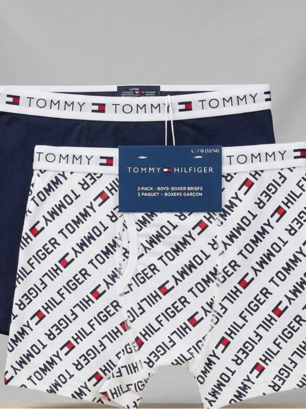 Tommy Hilfiger 2 pack Boy’s Boxer Briefs Logo Waist 26”- 27” Size L (12-14)
